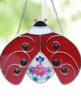 热卖彩色玻璃卡通动物挂件手工镶嵌工艺品装饰礼品创意瓢虫