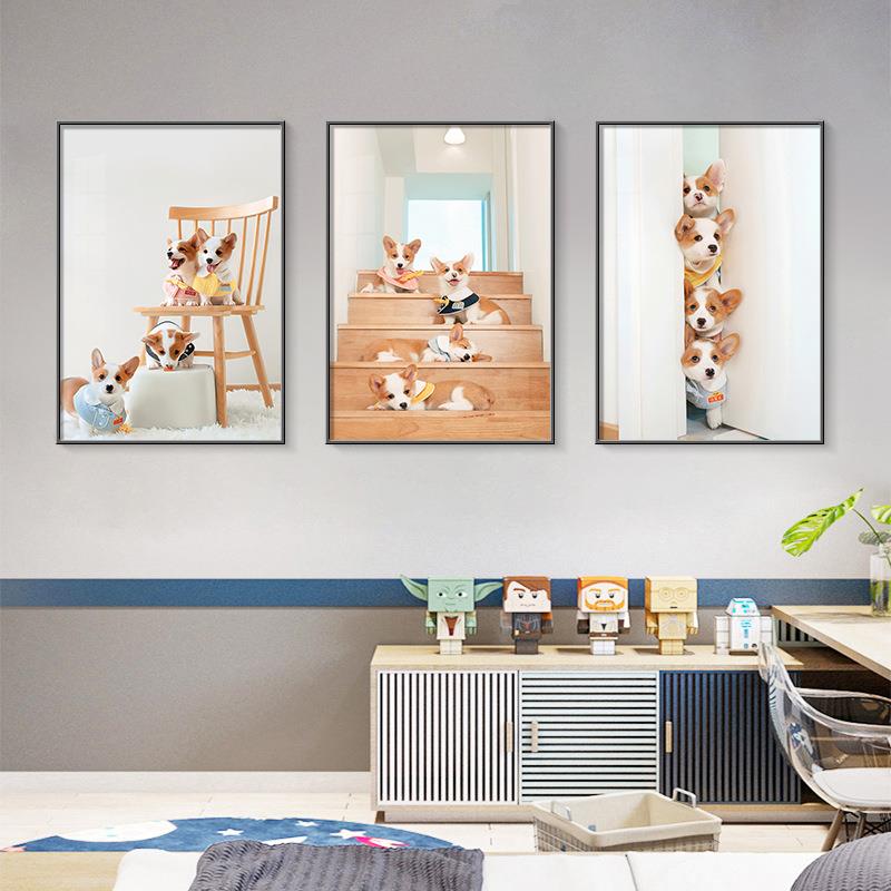 狗装画基宠饰物儿童房间卧室床无品牌/头挂柯狗画竖版可爱动物玄