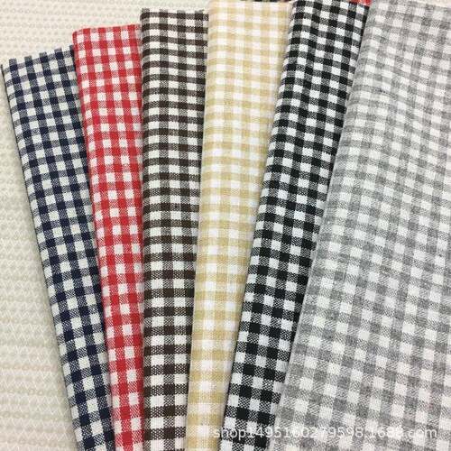 【企业集采】多色入色织小格子麻棉布料 手工棉麻布 麻布,亚麻