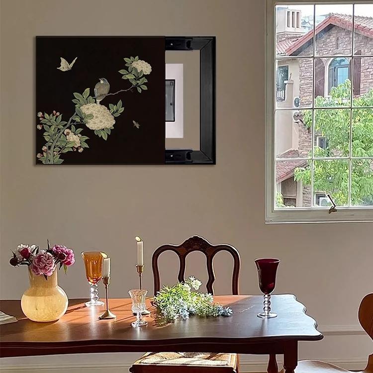 法式中国风电表箱装饰画客厅开关盒装饰遮挡电闸箱挂画配电箱盖板