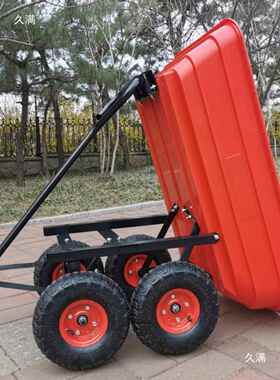 四轮手拉车平车拖板车翻拉货车折斗叠小推14车货农用推车搬运车家
