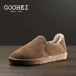 一脚蹬懒面 加保暖鞋 高档G绒OO真BEI古贝皮羊毛雪地靴人男冬季 棉鞋