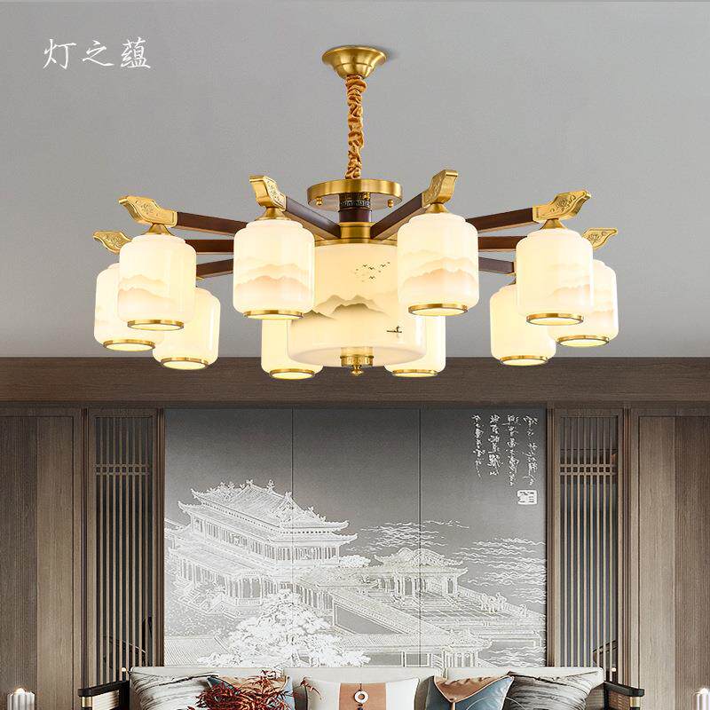 VQF室新中式吊灯全铜新款厅客灯云山吸装饰餐厅卧实木中国风顶灯