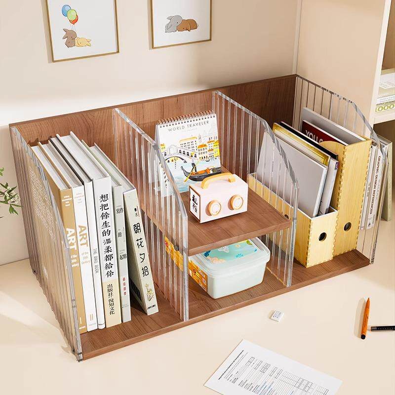 书架桌面置物架办公室简易书桌收纳多层架子儿童桌上小型书柜家用