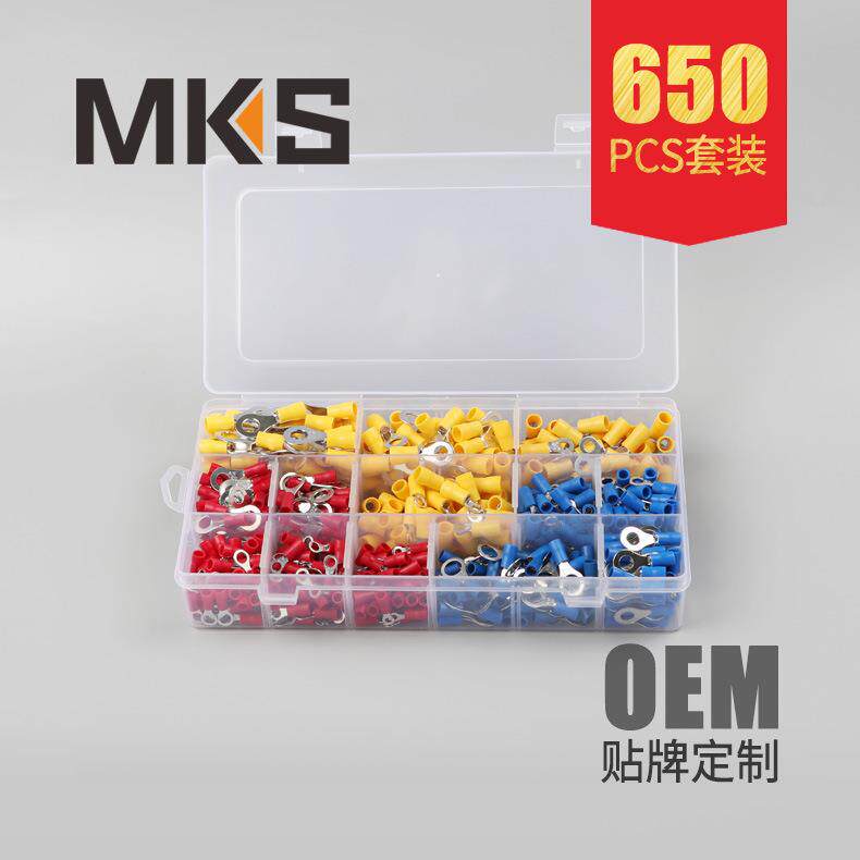 跨境电商盒装连接端装子组合65p0cs套无品牌/冷压接线端子厂家直