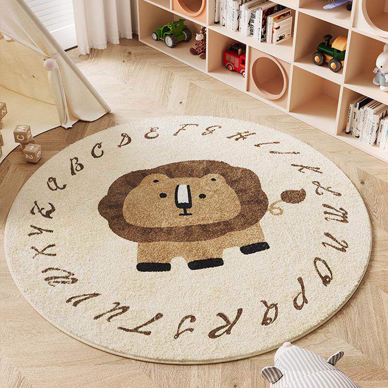 卡通儿童房地毯可爱卧室床边毯圆形爬爬垫加厚可擦洗女孩书房地垫