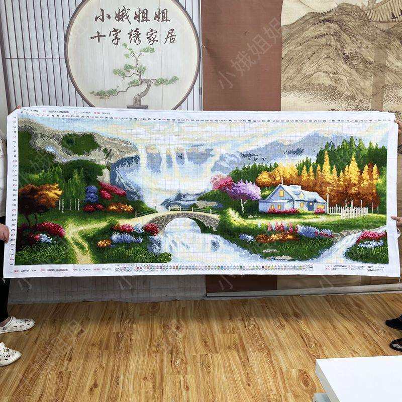 田园风光十字绣成品纯手工已绣好的2025新款客厅自己绣简单风景