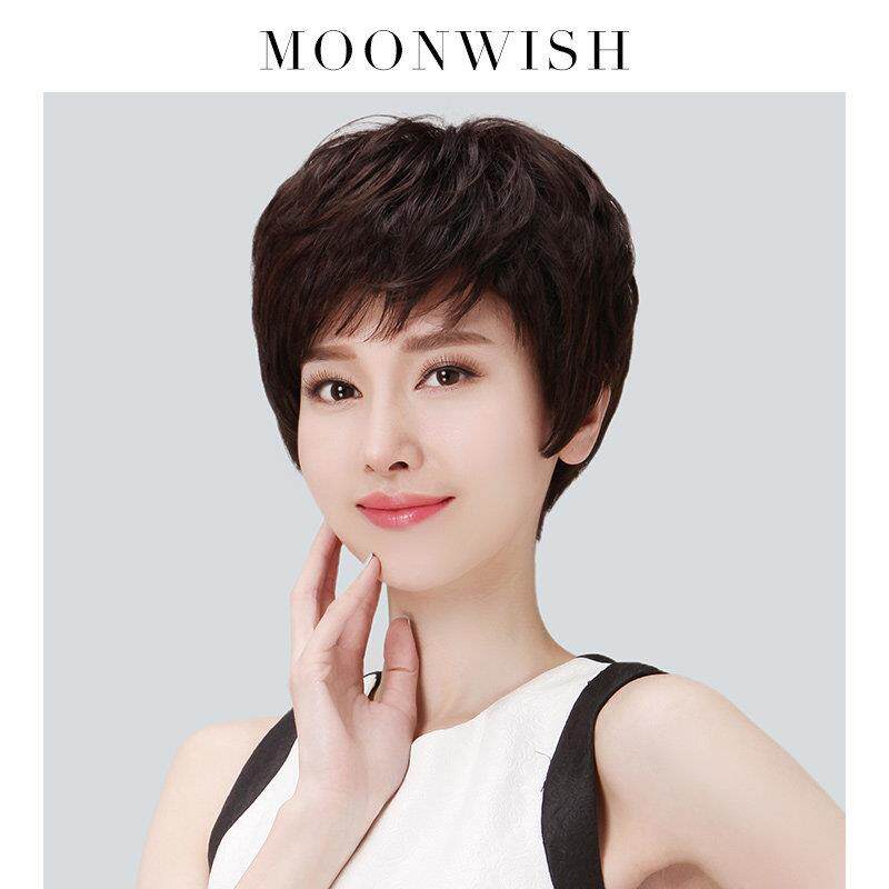 假发女短发短卷发中老年假发套妈妈真人头套女士真发全头套女自然