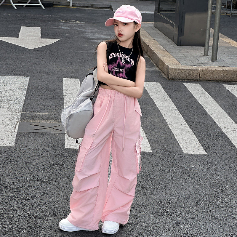 爵士舞服装女童jazz夏季短袖街舞儿童嘻哈潮服女孩走秀舞蹈演出服