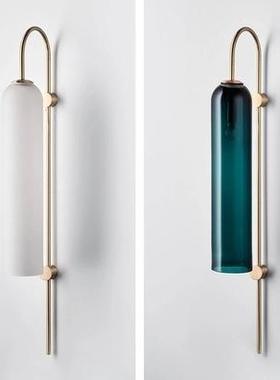 北欧现代简约创意蓝色玻璃管客厅壁灯艺术床头卧室书房过道墙壁灯