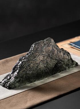 新中式透明石头假山艺术摆件茶室软装饰品办公室书桌工艺品