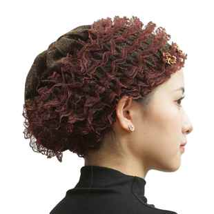 帽子遮白发的头饰新款春秋四季款中老年女士妈妈头巾蕾丝美人包头