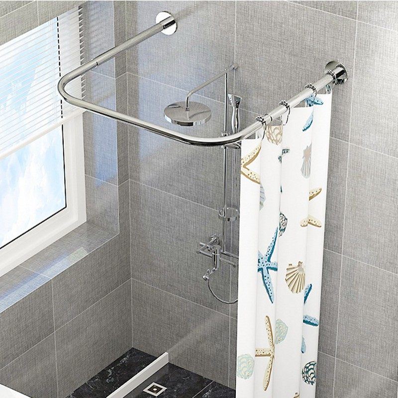 浴帘套装 免打孔弧形U型浴室门帘浴帘杆防水布卫生间淋浴隔断挂帘,家庭/个人清洁工具,浴帘杆,淘宝优惠券,粉丝福利购,淘宝优惠卷