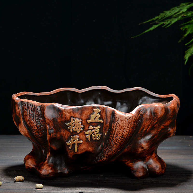 仿古红陶单口梅开五福花盆招财陶瓷花盆多肉绿植陶瓷红陶透气花盆,鲜花速递/花卉仿真/绿植园艺,花盆,淘宝优惠券,粉丝福利购,淘宝优惠卷