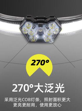 跨境9led感应头灯COB大泛光轻便型户外跑步头戴夜钓长续航头灯