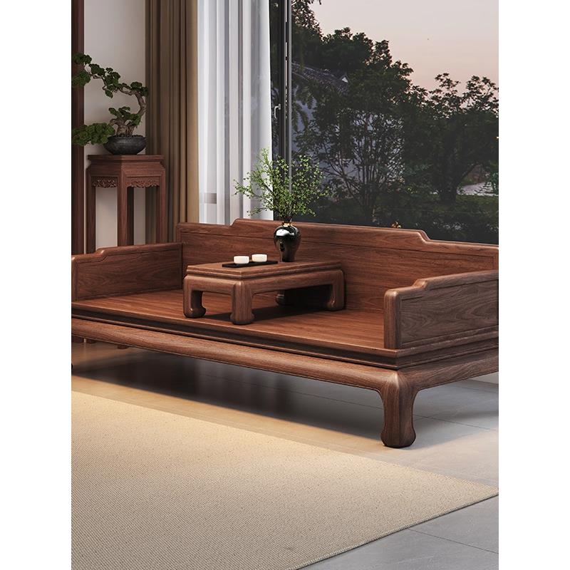 新中式罗汉床2025年新款全实木贵妃榻家用禅意客厅高端胡桃木沙发