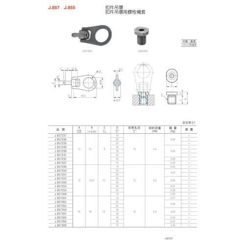 .扣件吊.环、657扣件吊环用5螺栓衬套J857、J85