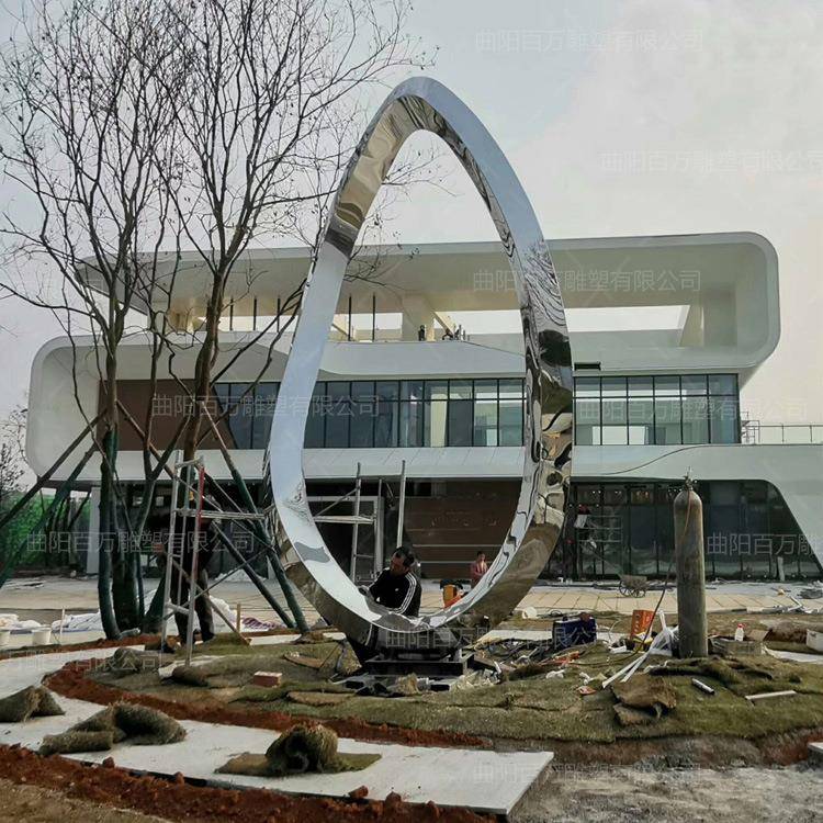 镜面不锈钢圆环雕塑制作 大型不锈钢景观雕塑来图制定