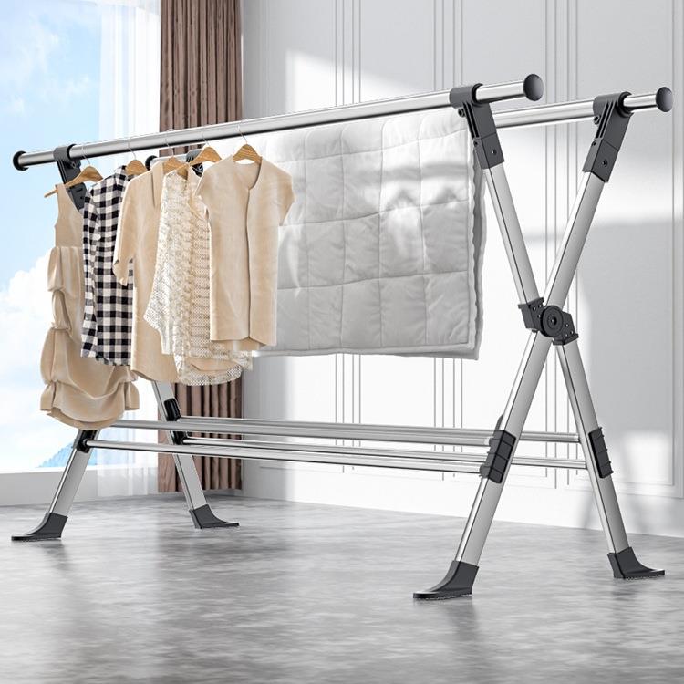 不锈钢折叠晾衣架落地室内家用阳台卧室室外凉伸缩杆式晒被子