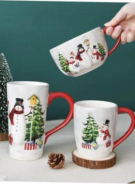 1pc, Christmas snowman ceramic coffee cup, ceramic coffee cu