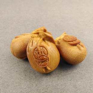 实心竹玉竹钱袋手把件竹雕刻手机钥匙挂件竹雕工艺品定制刻字包挂