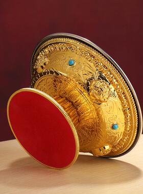 双层不锈钢内胆护法杯八吉祥高脚镶宝石镀金工艺家居用品桌面摆件