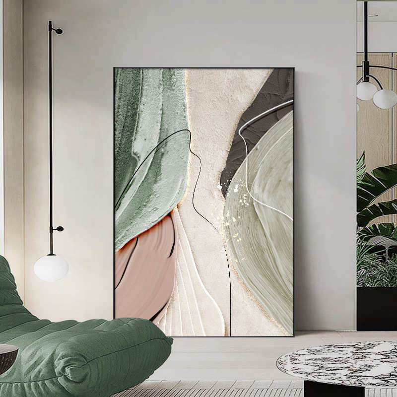手工抽象色块装饰画现代玄关立体肌理高级感油画大尺寸背景落地画图片
