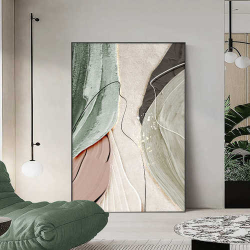 手工抽象色块装饰画现代玄关立体肌理高级感油画大尺寸背景落地画
