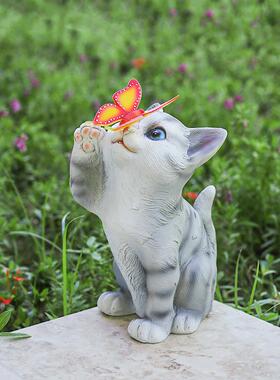 咪灯太阳能灯户外院装猫庭饰景阳ct-96524台花园院子树脂发光动物