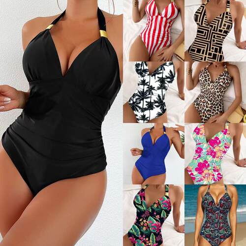 Bikini multi pattern one-piece swimsuit, tight fitting