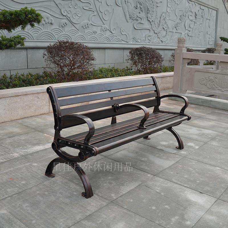 厂家公园椅户外铁艺椅子室外休闲铸铝长凳座椅防腐木经济型