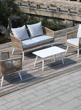 发户外闲TDE藤编沙发庭院休家具民宿室外花园四露台阳台仿藤椅沙