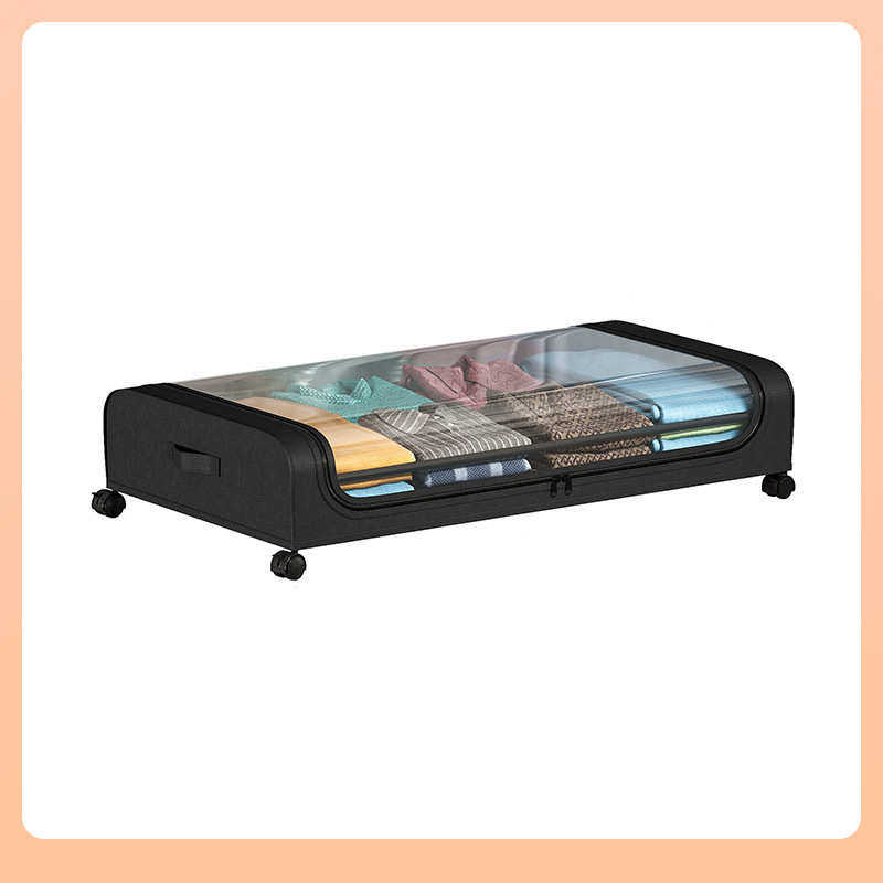 ¢布艺可折叠床底收纳箱滑轮衣服整理箱带盖防尘床下家用杂物储物