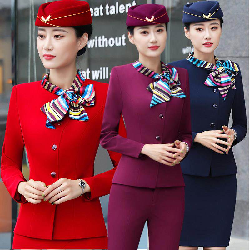 打军鼓服装套装女成人春秋表演出服空姐套装裙军鼓队空乘面试制服