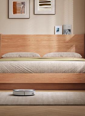 实木床家用室现231代简约双人床橡木高储箱床小户卧型箱体收纳物