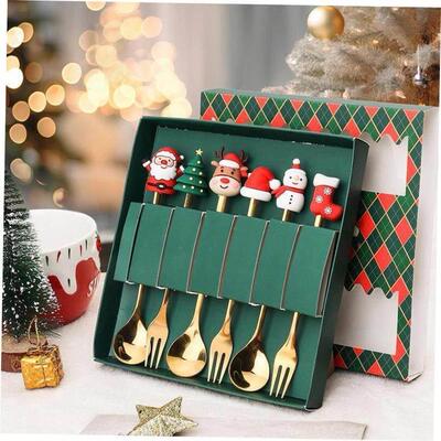 Merry Christmas spork Spoon set coffee spoon Fruit fork gift