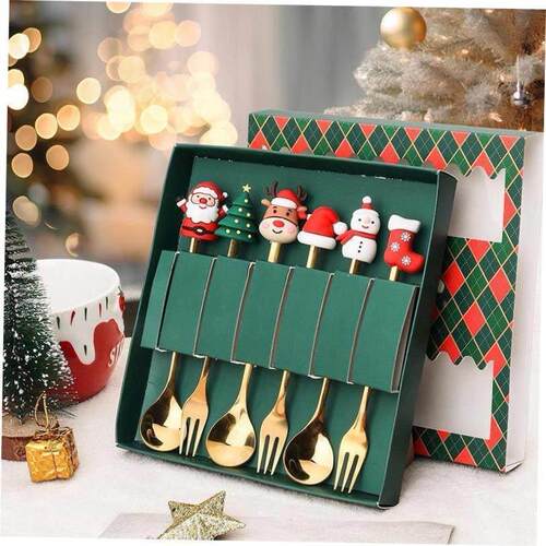 Merry Christmas spork Spoon set coffee spoon Fruit fork gift