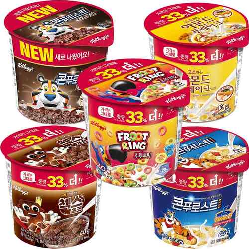 韩国进口Kelloggs家乐氏水果麦圈巧克力麦片谷脆格即食冲饮杯装