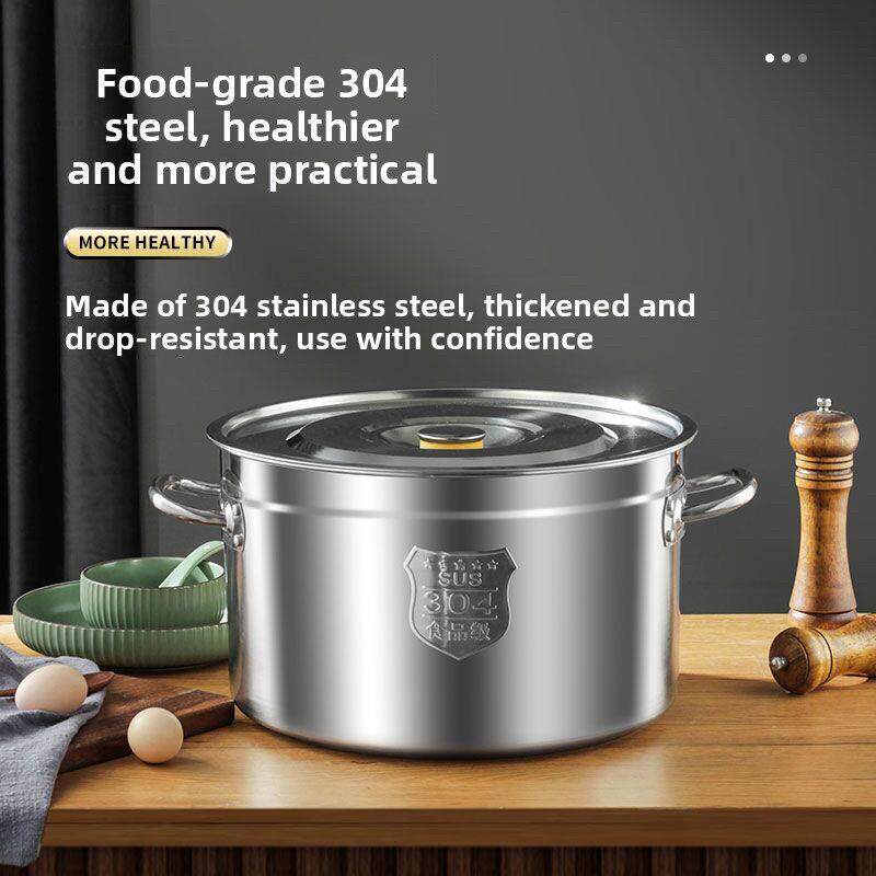 商用电磁炉专用304不锈钢带磁汤锅汤桶卤肉熬汤电磁炉燃气灶通用