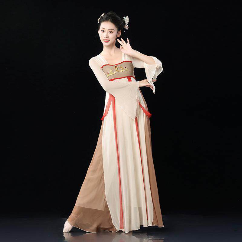 古典舞蹈服女飘逸仙气古风纱衣练功服中国舞连衣裙汉唐舞蹈演出服
