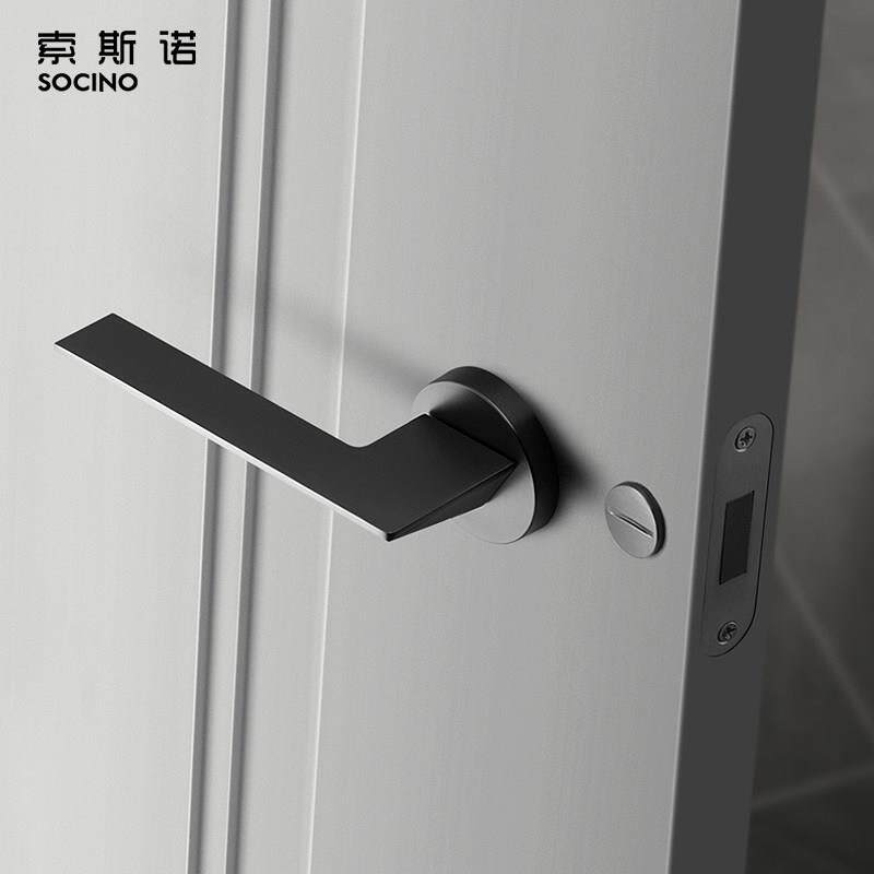 索斯诺简约卧室门锁室内静音门锁北欧房门锁现代灰黑色磁吸门锁