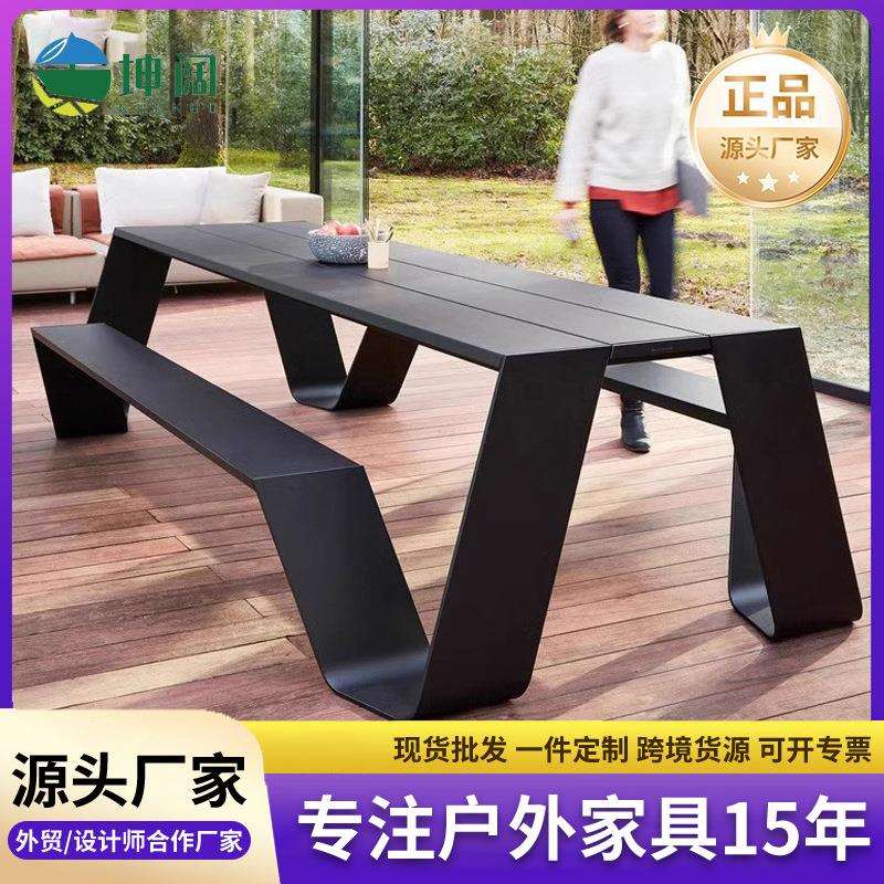 防水防晒户外公共桌椅露天庭院景区公园庭院露台食堂桌椅连体长桌