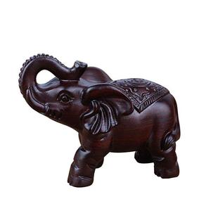RI0T黑檀实木摆件一对木雕木头小象电视柜客厅家居装 饰木质工