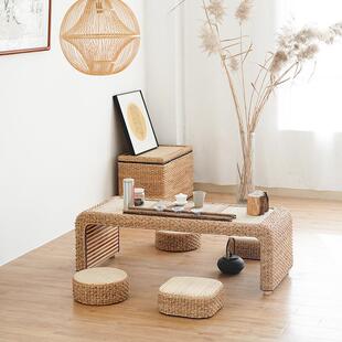 简约阳榻台016矮桌台几炕桌飘窗桌子小 炕家地用草编榻米茶几日式