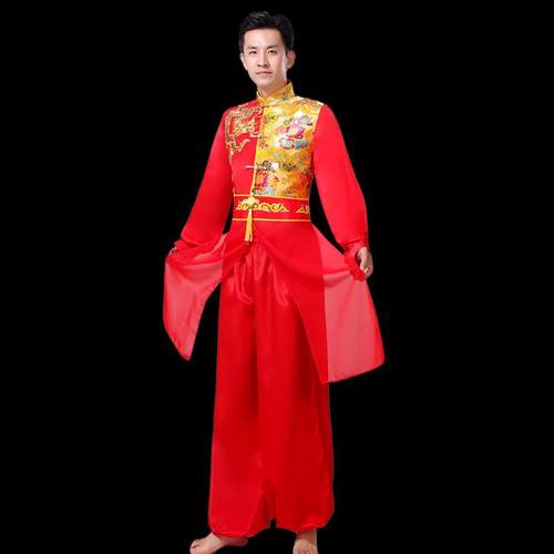 高档打服演出服男腰鼓服鼓水鼓舞民族蹈秧舞歌服长袖新女款锣鼓队