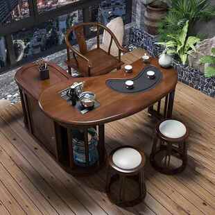 几新式实中木可移动旋转茶桌椅1.2茶桌阳台小米型喝YNH茶多功能茶