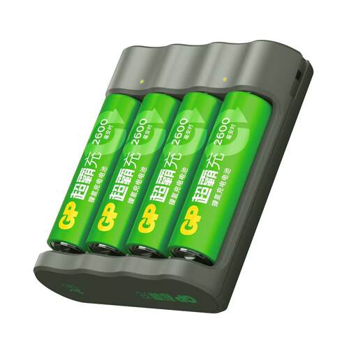 超霸GP AA5号麦克风话筒2600毫安 4节5号充电电池套装E421充电器