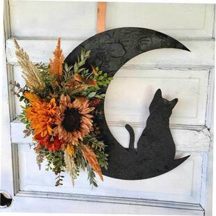 hanging Halloween decorations花环门挂饰 door wreath Moon Cat