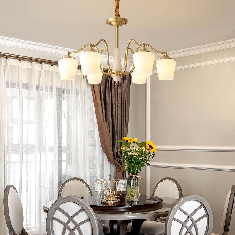 式式客厅吊灯现美代复古餐欧厅主卧LVU轻奢奶油式全铜古典法灯具