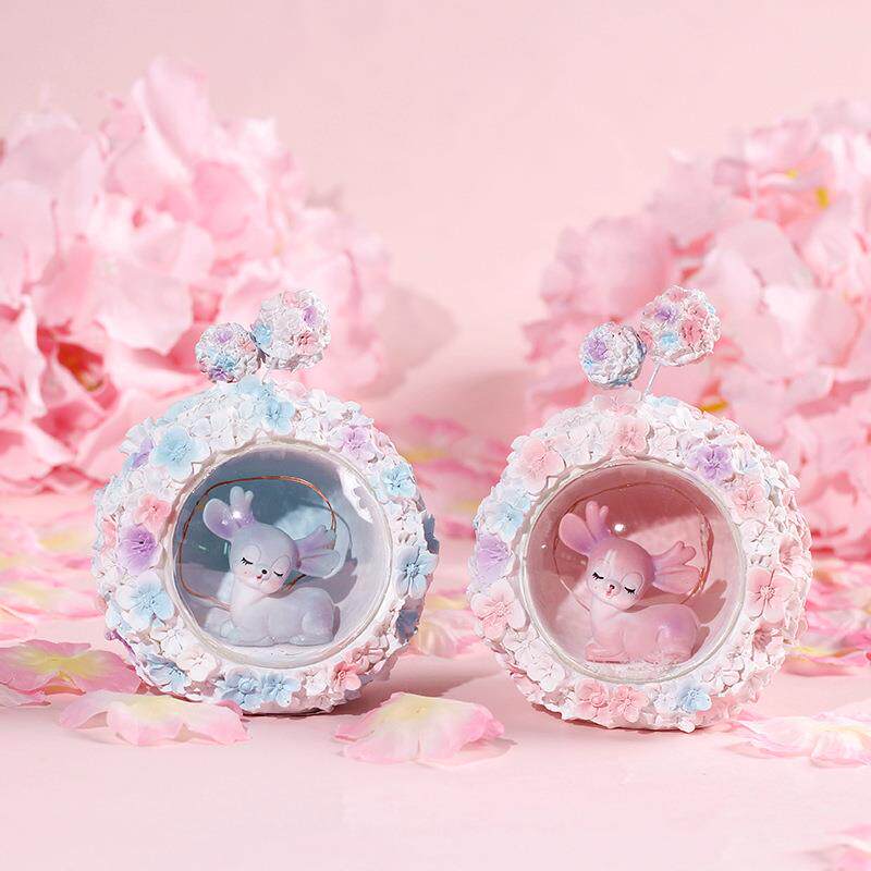 一鹿有你汽车摆件树脂装饰品可爱创意粉色女孩礼物卧室控台摆饰